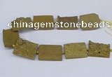 CNG3475 15.5 inches 30*40mm freeform plated druzy agate beads