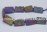 CNG3478 15.5 inches 30*40mm freeform plated druzy agate beads