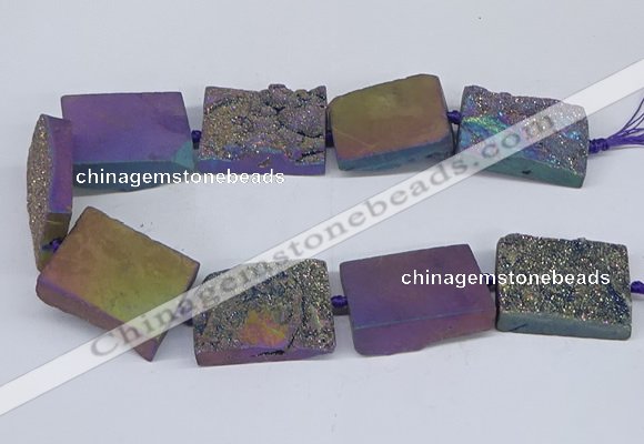 CNG3478 15.5 inches 30*40mm freeform plated druzy agate beads