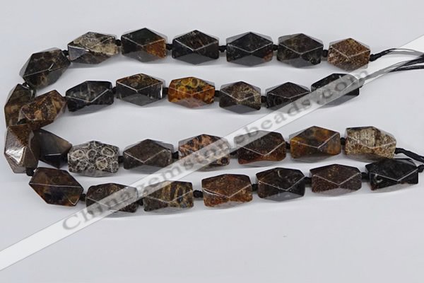 CNG3523 15.5 inches 15*25mm faceted nuggets fossil coral beads