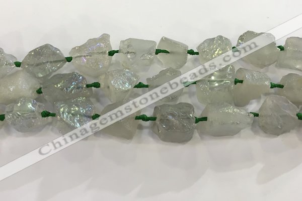 CNG3546 15*20mm - 20*25mm nuggets plated rough white crystal beads