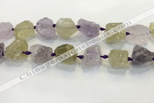 CNG3575 18*20mm - 25*30mm nuggets rough amethyst & lemon quartz beads