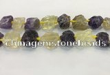 CNG3576 18*20mm - 25*30mm nuggets rough amethyst & lemon quartz beads