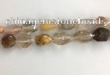 CNG3584 15*25mm - 20*35mm faceted nuggets mixed rutilated quartz beads