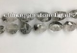 CNG3585 15*25mm - 20*30mm faceted nuggets black rutilated quartz beads