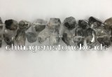 CNG3586 15*20mm - 15*30mm faceted nuggets black rutilated quartz beads