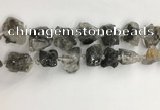 CNG3587 15*20mm - 18*25mm nuggets black & white rutilated quartz beads