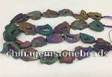 CNG3648 15.5 inches 22*30mm - 30*40mm freeform plated druzy agate beads