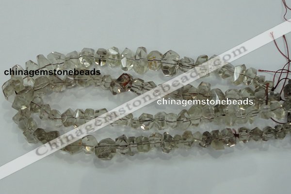 CNG366 15.5 inches 10*20mm faceted nuggets smoky quartz beads