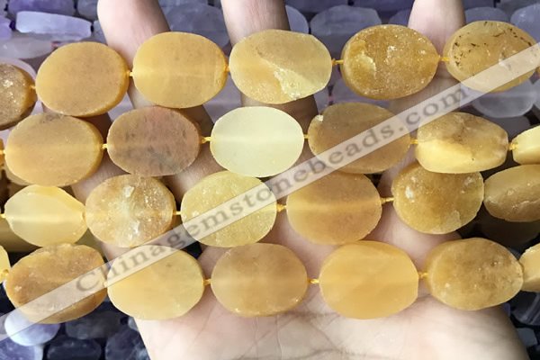 CNG3704 15.5 inches 15*20mm oval rough yellow jade beads