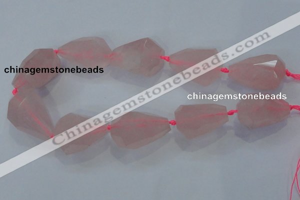 CNG385 15.5 inches 20*30mm – 25*35mm faceted nuggets rose quartz beads