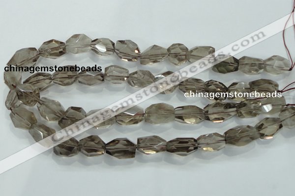 CNG401 15.5 inches 15*20mm faceted nuggets smoky quartz beads