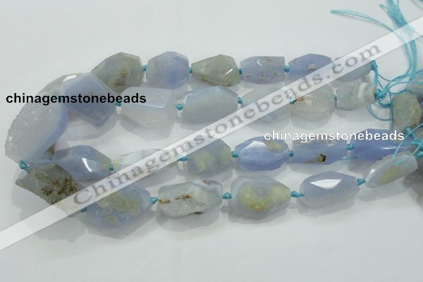 CNG404 15.5 inches 15*20mm - 18*30mm faceted nuggets blue chalcedony beads