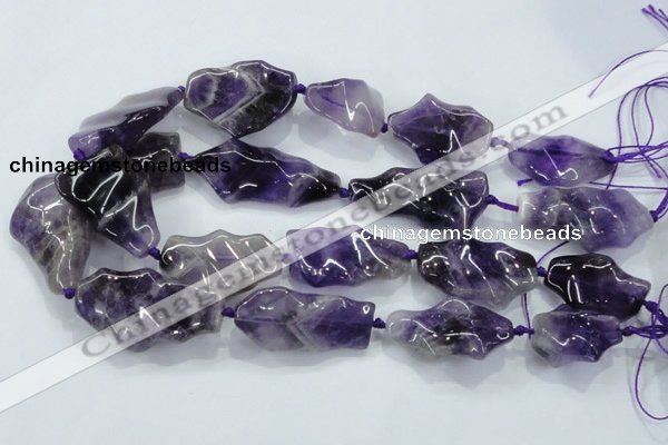 CNG424 15.5 inches 20*30mm - 25*50mm nuggets amethyst beads