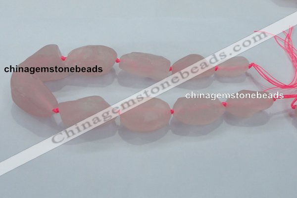 CNG434 15.5 inches 20*30mm – 25*48mm nuggets rose quartz beads