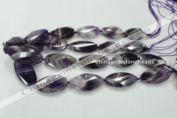CNG483 15.5 inches 20*32mm twisted & faceted nuggets amethyst beads