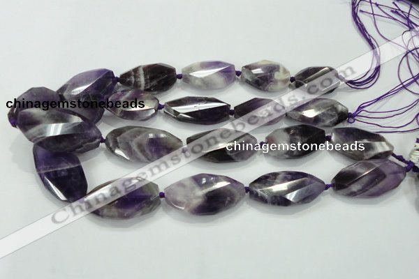 CNG483 15.5 inches 20*32mm twisted & faceted nuggets amethyst beads