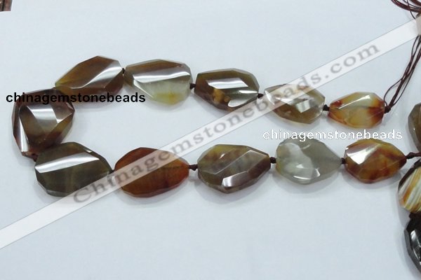 CNG488 20*25mm – 30*42mm twisted & faceted nuggets agate beads