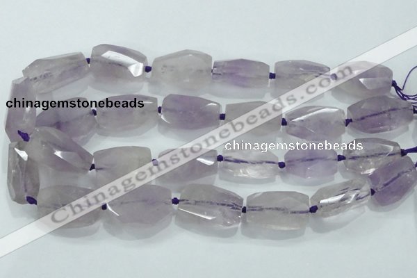 CNG489 15 inches 22*32mm twisted & faceted nuggets amethyst beads