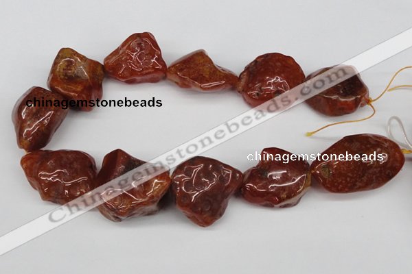 CNG49 15.5 inches 28*32mm nuggets red agate gemstone beads