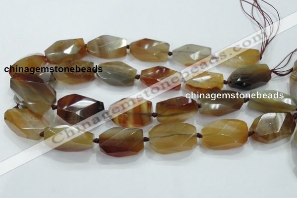 CNG490 15 inches 18*32mm twisted & faceted nuggets agate beads