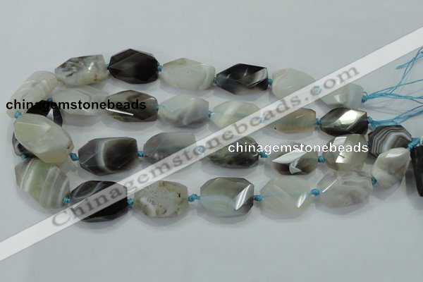 CNG492 15 inches 18*25mm – 25*32mm twisted & faceted nuggets agate beads