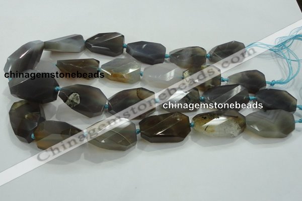 CNG494 15 inches 18*25mm – 22*32mm twisted & faceted nuggets agate beads