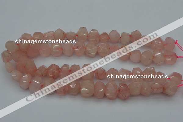 CNG5005 15.5 inches 12*16mm - 15*20mm faceted nuggets rose quartz beads