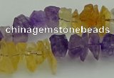 CNG5045 15.5 inches 4*8mm - 6*15mm nuggets amethyst & citrine beads