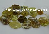 CNG5085 20*30mm - 25*45mm freeform yellow & green opal beads