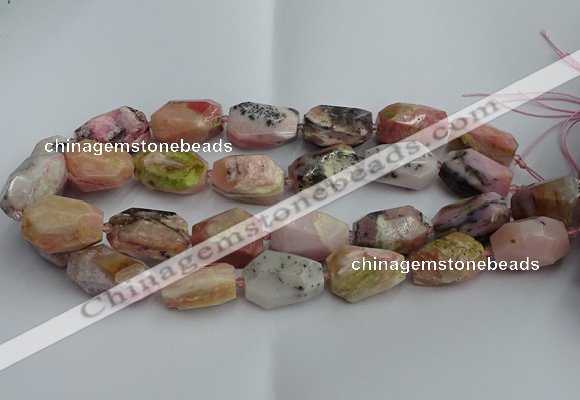 CNG5206 13*18mm - 15*25mm faceted nuggets pink opal gemstone beads