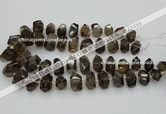 CNG5214 15.5 inches 12*16mm - 15*20mm faceted nuggets smoky quartz beads