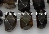 CNG5215 15.5 inches 12*16mm - 15*20mm faceted nuggets smoky quartz beads