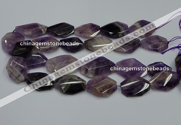 CNG5264 20*30mm - 22*35mm faceted freeform dogtooth amethyst beads