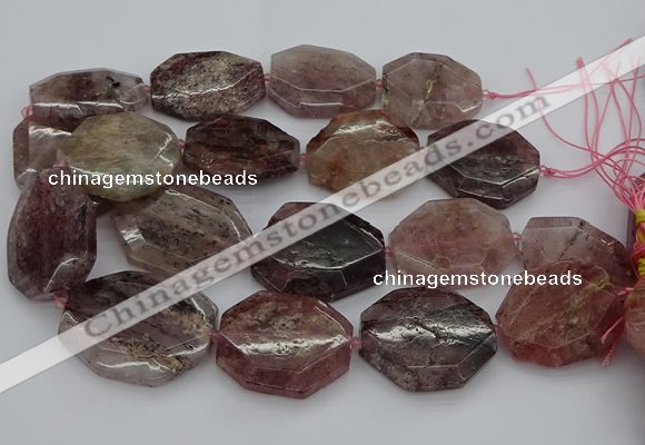 CNG5285 20*30mm - 35*45mm faceted freeform strawberry quartz beads