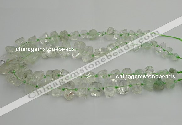 CNG5308 15.5 inches 8*15mm - 15*25mm nuggets green phantom quartz beads