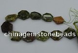 CNG5314 15.5 inches 20*30mm - 35*45mm freeform green garnet beads