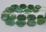 CNG5361 20*30mm - 35*45mm faceted freeform green aventurine beads