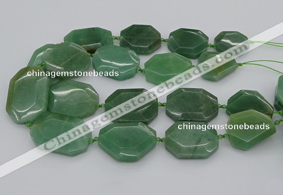 CNG5361 20*30mm - 35*45mm faceted freeform green aventurine beads