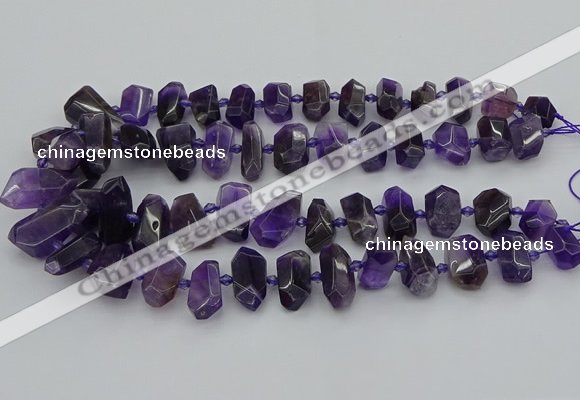 CNG5365 15.5 inches 12*16mm - 15*25mm faceted nuggets amethyst beads