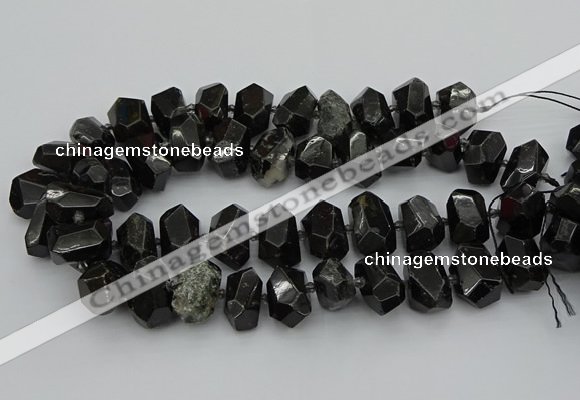 CNG5368 12*16mm - 15*20mm faceted nuggets black tourmaline beads