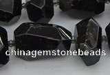 CNG5373 12*16mm - 18*25mm faceted nuggets black tourmaline beads