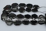 CNG5407 20*30mm - 35*45mm faceted freeform black tourmaline beads