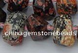 CNG5415 12*16mm - 15*20mm faceted nuggets red snowflake obsidian beads