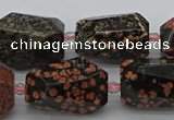 CNG5416 12*16mm - 15*25mm faceted nuggets red snowflake obsidian beads