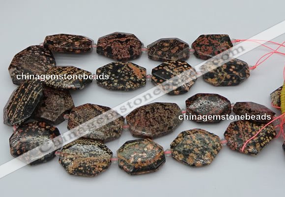 CNG5417 20*30mm - 35*45mm faceted freeform red snowflake obsidian beads