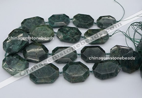 CNG5419 20*30mm - 35*45mm faceted freeform green apatite beads