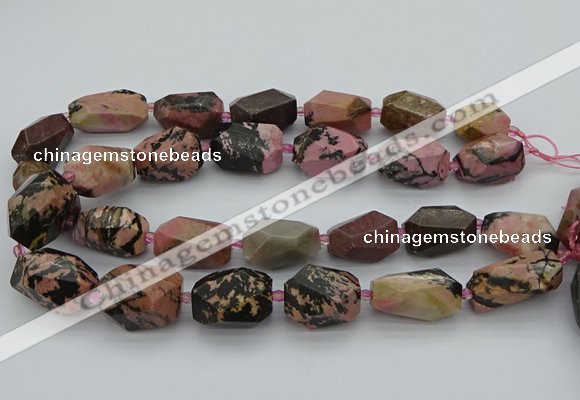 CNG5421 15.5 inches 12*16mm - 15*25mm faceted nuggets rhodonite beads