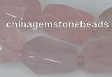 CNG5444 12*16mm - 15*25mm faceted nuggets rose quartz beads