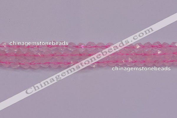 CNG5482 15.5 inches 8mm faceted nuggets rose quartz beads